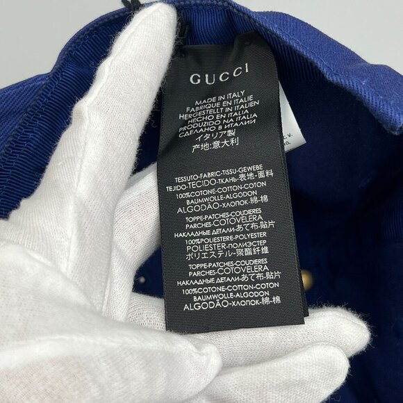 NWT Gucci Unisex Cotton NY Yankee Butterfly Embroidery Baseball Hat in blue main image 11